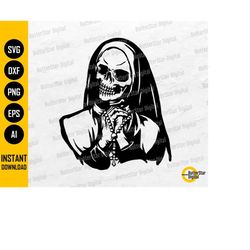 Skeleton Nun SVG | Holy Rosary SVG | God Cross Evil Pray Sin Sinner Hell Heaven Devil Death | Cut File Clipart Vector Di