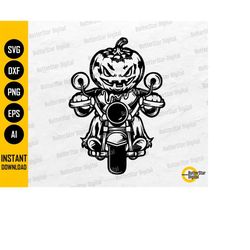 Biker Jack O'Lantern SVG | Cute Funny Halloween SVG | Cool Pumpkin Riding Motorcycle SVG | Cricut Printable Clip Art Dig
