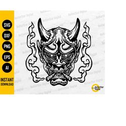 smoking hannya svg | oni mask svg | japanese demon t-shirt vinyl decals graphics | cut file printable clip art vector di