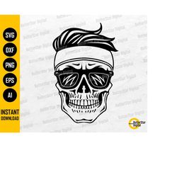 skull with headband and sunglasses svg | fun cool skull t-shirt decal vinyl graphics | cricut cuttable clipart vector di