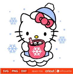 hello kitty hot cocoa svg christmas svg sanrio christmas svg kawaii svg cricut silhouette vector cut file