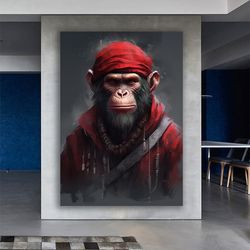 canvas wall art, bedroom decor , office decor, canvas print ,wall decor ,animal canvas , monkey wall art abstract monkey