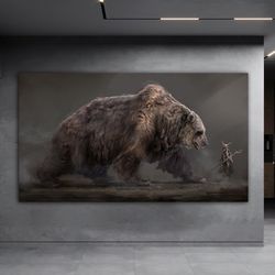 grizzly bear canvas art brown bear photo bear wall art grizzly bear poster bear wall decor bear painting animal canvas w