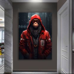 monkey canvas, monkey poster, monkey print, turbaned monkey art, shenpaze canvas, gorilla wall art