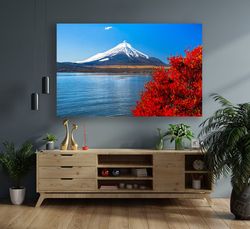 mountain and sea canvas, sunset mountain landscape, sunset seascape, mountain canvas painting, mountain canvas print-2