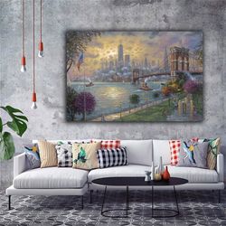 new york canvas painting, america canvas painting, new york city painting, american flag new york ,new york landscape pa