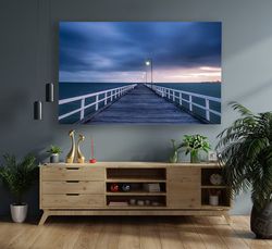 pier canvas, sea and pier canvas painting, sunset sea canvas print