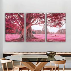 sakura tree canvas painting, pink tree wall art tree wall decor painting pink tree canvas nature print nature wall art