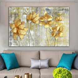 yellow flowers canvas painting, flowers painting, flower canvas painting , floral wall decor