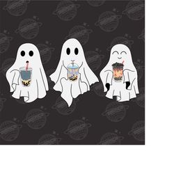 cute ghost drinking coffee png, ghost ice coffee halloween png, halloween ghost png, ghost png, stay spooky png,  hot co