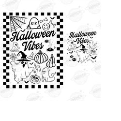 retro halloween vibes png, halloween png, front and back halloween png, spooky season png, halloween season png, smiley