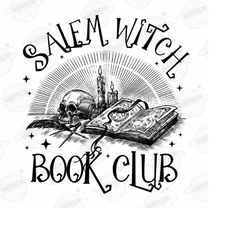 salem witch book club png, halloween sublimation design, spooky vibes png, spooky season png, vintage png, sublimation d