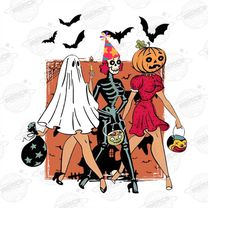 90s halloween png, retro halloween ghouls png, halloween girls png, retro halloween png, halloween sublimation design, s