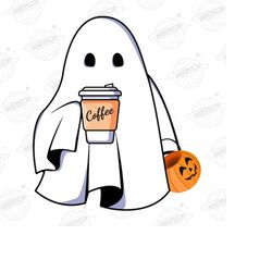 cute ghost drinking coffee png, ghost ice coffee png, halloween ghost png, halloween ghost png, ghost png, stay spooky p