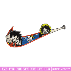 luffy funny nike embroidery design, one piece embroidery, logo design, anime shirt, embroidery shirt, instant download