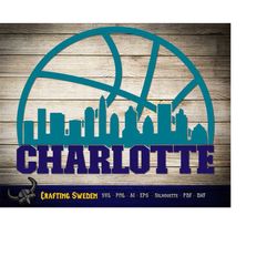 charlotte basketball city skyline for cutting & - svg, ai, png, cricut and silhouette studio