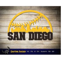 san diego baseball city skyline for cutting - svg, ai, png, cricut and silhouette studio