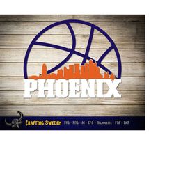 phoenix basketball city skyline for cutting & - svg, ai, png, cricut and silhouette studio