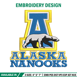 alaska nanooks embroidery design, alaska nanooks embroidery, logo sport, sport embroidery, ncaa embroidery.