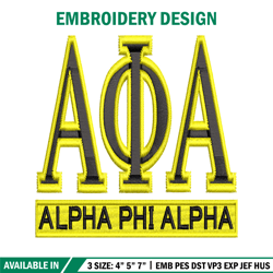 alpha phi alpha embroidery design, alpha phi alpha embroidery, logo design, embroidery file, digital download.