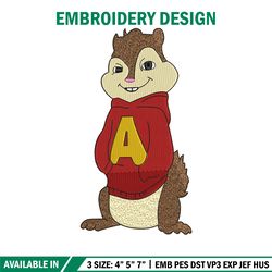 alvin embroidery design, chipmunks embroidery, embroidery file, embroidery shirt, emb design, digital download