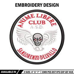 anime libera club embroidery design, anime embroidery, embroidery file, logo design,  logo shirt, digital download
