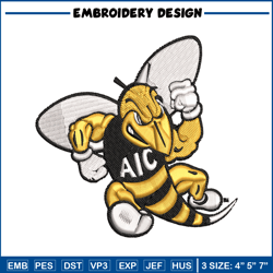 aic yellow jackets embroidery design, aic yellow jackets embroidery, logo sport, sport embroidery, ncaa embroidery.