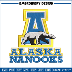 alaska nanooks embroidery design, alaska nanooks embroidery, logo sport, sport embroidery, ncaa embroidery.