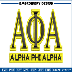 alpha phi alpha embroidery design, alpha phi alpha embroidery, logo design, embroidery file, digital download.