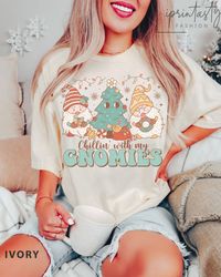 chilling with my gnomies t-shirt png, comfort colors, teacher christmas shirt png, christmas shirt png, holiday season,