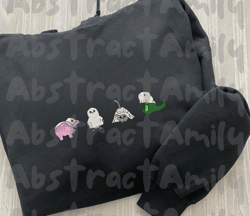 funny animal spooky embroidery file, cute ghost embroidery machine design, halloween spooky vibes embroidery design