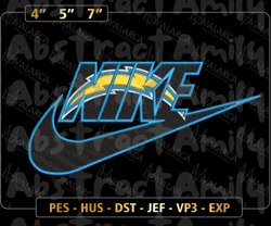 nike nfl los angeles chargers logo embroidery design, nike nfl logo sport embroidery machine design, famous football team embroidery design, football brand embroidery, pes, dst, jef, files