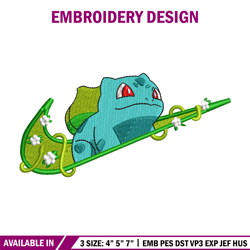 bubasaur nike embroidery design, pokemon embroidery, nike design, anime design, anime shirt, digital download