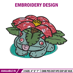 bubasaur pokemon embroidery design, pokemon embroidery, logo design, anime design, anime shirt, digital download