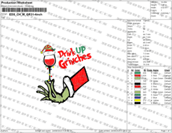 drink up grin embroidery, christmas embroidery designs, wine embroidery ,christmas embroidery, grinchy, santa claus embroidery