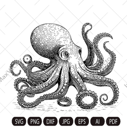 octopus svg, kragen svg, octopus printable, octopus detailed, octopus clipart