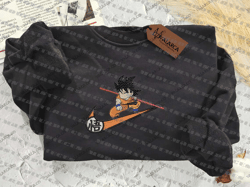 nike x son goku dragon ball embroidered sweatshirt, anime embroidered sweatshirt, anime embroidered crewneck, custom anime embroidered hoodie, anime gift, embroidered gift