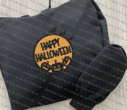 happy halloween embroidery design, howdy pumpkin horror halloween embroidery machine design, retro pumpkin embroidery design