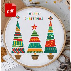 christmas tree cross stitch pattern, easy cross stitch pattern instant download, christmaslettering cross stitch