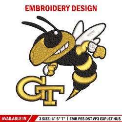 georgia tech yellow jackets embroidery design, georgia tech yellow jackets embroidery, logo embroidery, ncaa embroidery.