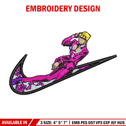 giorno giovanna nike embroidery design, giorno giovanna embroidery, nike design, embroidery file, digital download.