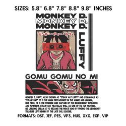 Monkey D Luffy Embroidery Design File / One Piece Anime Embr - Inspire  Uplift