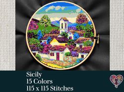 sicily cross stitch pattern,  cross stitch pdf  download,  italy cross stitch pattern