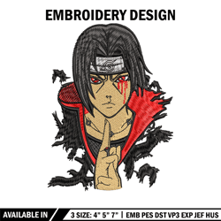 itachi uchiha crow embroidery design, naruto embroidery, embroidery file, anime design, anime shirt, digital download