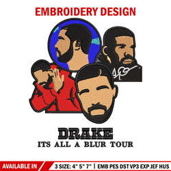 its a blur tour embroidery design, drake embroidery, embroidery file, embroidery shirt, emb design, digital download