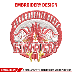 jacksonville state gamecocks embroidery design, logo embroidery, logo sport, sport embroidery, ncaa embroidery.