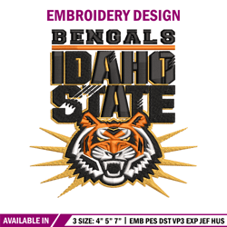 idaho state bengals embroidery design, idaho state bengals embroidery, logo sport, sport embroidery, ncaa embroidery.