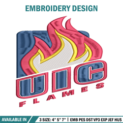 illinois chicago flames embroidery design, illinois chicago flames embroidery, logo sport embroidery, ncaa embroidery.