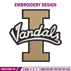 idaho vandals embroidery design, idaho vandals embroidery, logo sport, sport embroidery, ncaa embroidery.