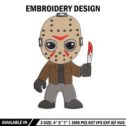 jason voorhees embroidery design, horror embroidery, embroidery file, embroidery shirt, emb design, digital download
